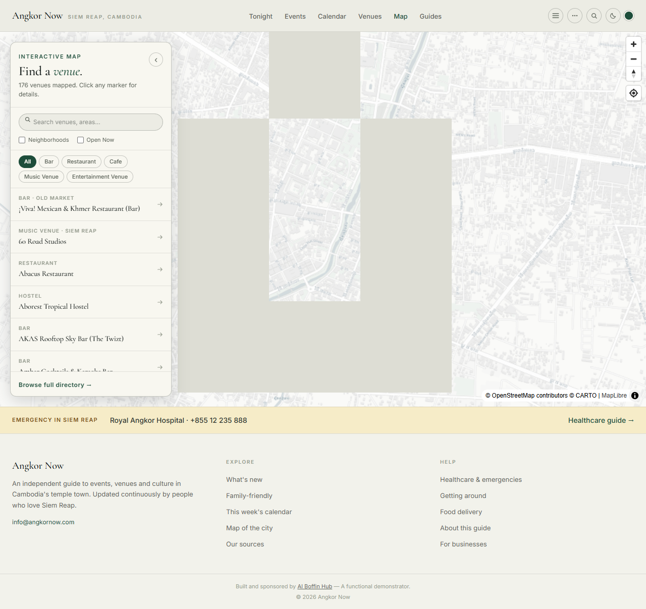 Spatial map clustering showing local venue density