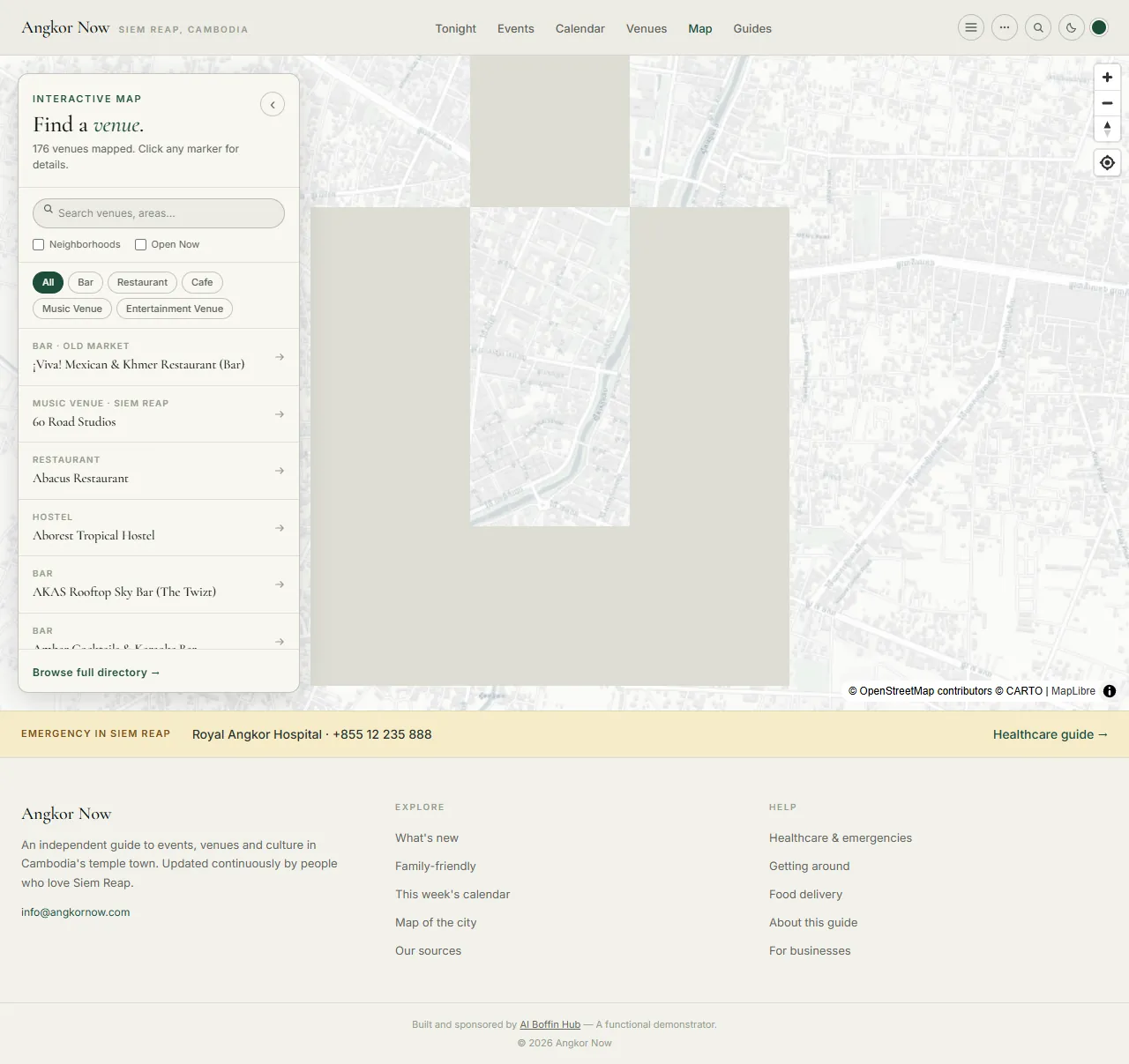 Spatial map clustering showing local venue density